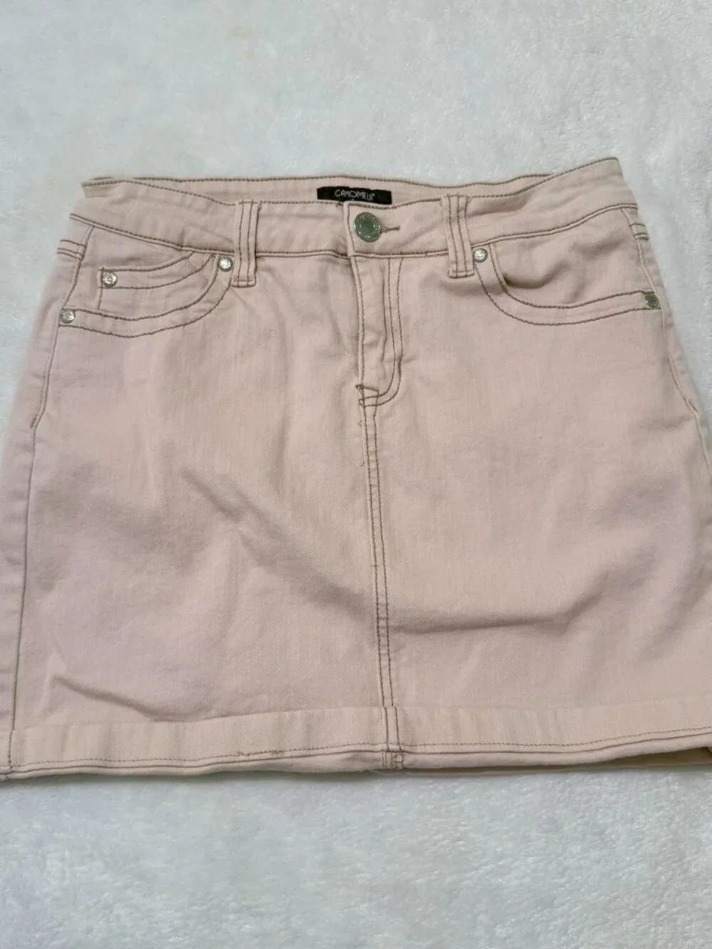 Pink Denim Mini Skirt - Picture 2 of 5